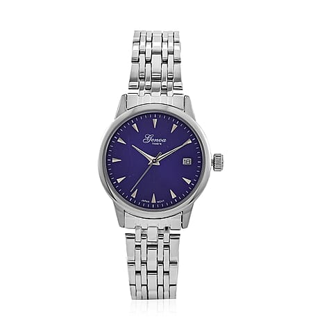 GENOA TIME V2 Miyota GM12 Japan Movt. 3ATM Water Resistant Blue Dial Mens Watch with Silver Colour Stainless Steel Strap