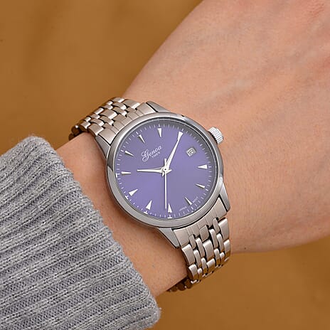 GENOA TIME V2 Miyota GM12 Japan Movt. 3ATM Water Resistant Blue Dial Mens Watch with Silver Colour Stainless Steel Strap