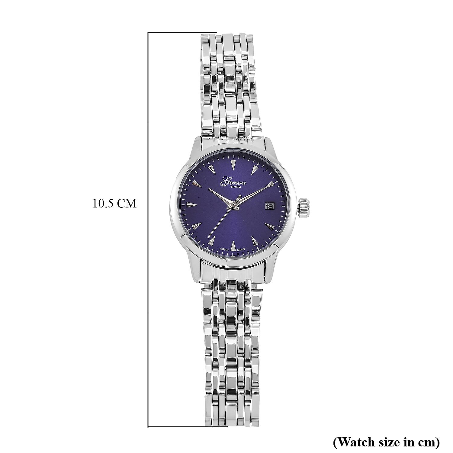 GENOA TIME V2 Miyota GM12 Japan Movt. 3ATM Water Resistant Blue Dial Mens Watch with Silver Colour Stainless Steel Strap