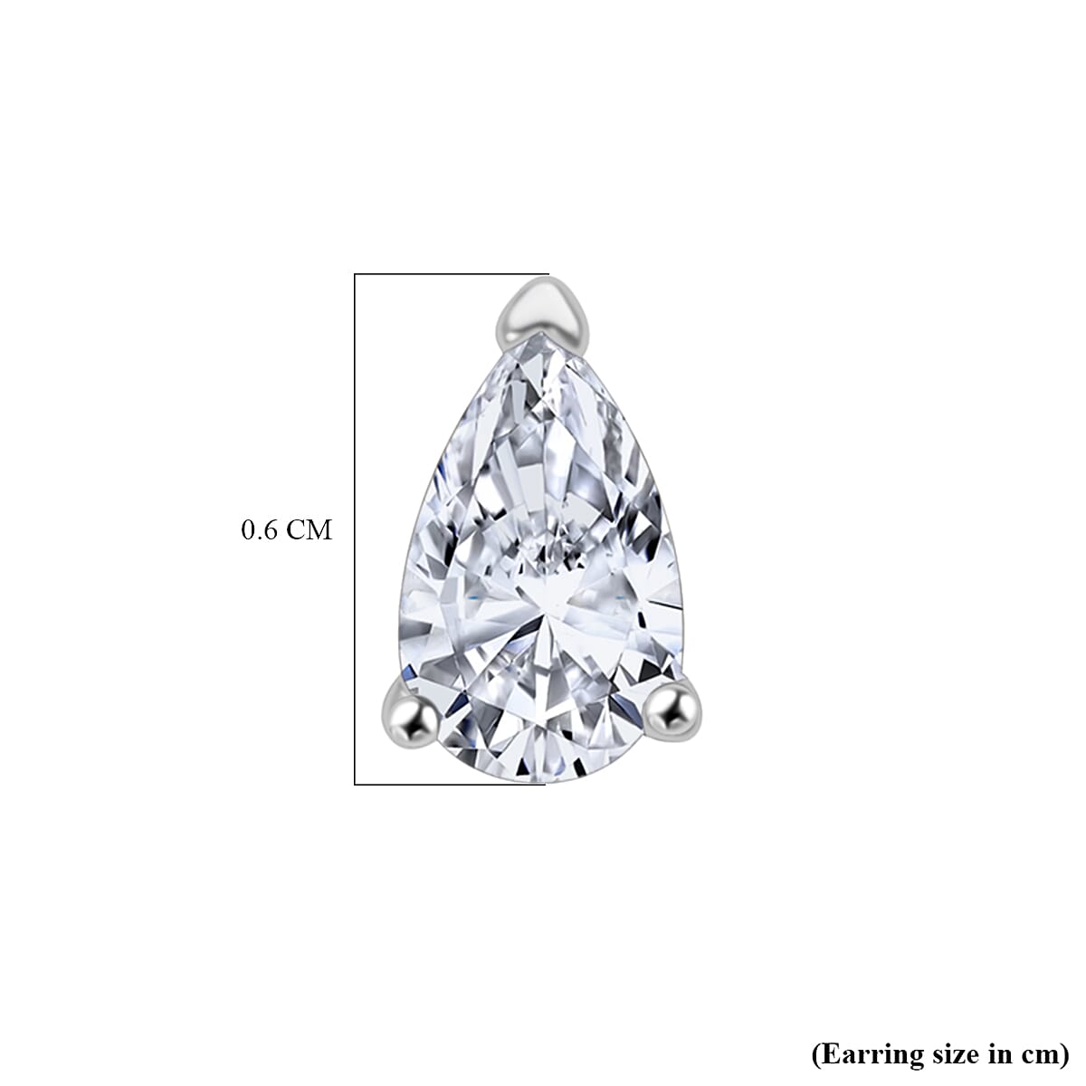 Luxuriant Diamond Pear Cut Lab Grown Diamond Stud Push Back  Earring in Rhodium Overlay Sterling Silver 0.50 Ct.