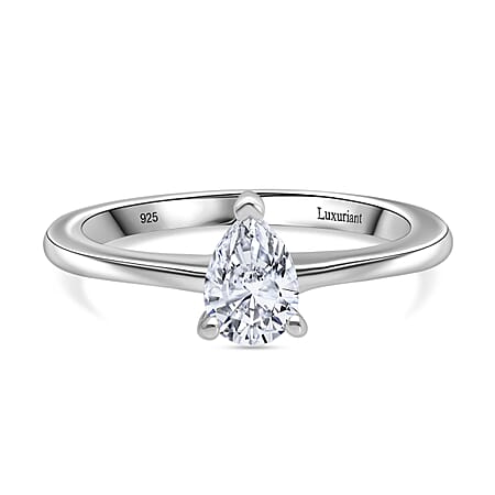 LUXURIANT 0.50 Ct. Lab Grown Diamond Solitaire Ring in Rhodium Overlay Sterling Silver LUXURIANT 0.50 Ct. Lab Grown Diamond Solitaire Ring in Rhodium Overlay Sterling Silver