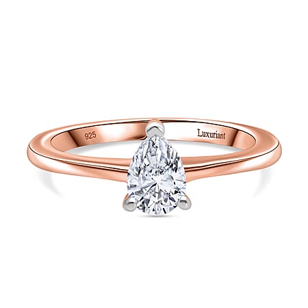 LUXURIANT 0.50 Ct. Lab Grown Diamond Solitaire Ring in Vermeil Rose Gold Plated Sterling Silver