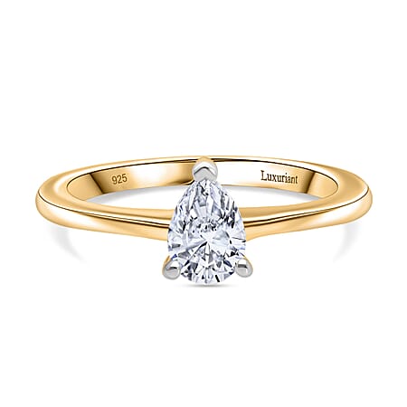 LUXURIANT 0.50 Ct. Lab Grown Diamond Solitaire Ring in Vermeil Yellow Gold Plated Sterling Silver LUXURIANT 0.50 Ct. Lab Grown Diamond Solitaire Ring in Vermeil Yellow Gold Plated Sterling Silver