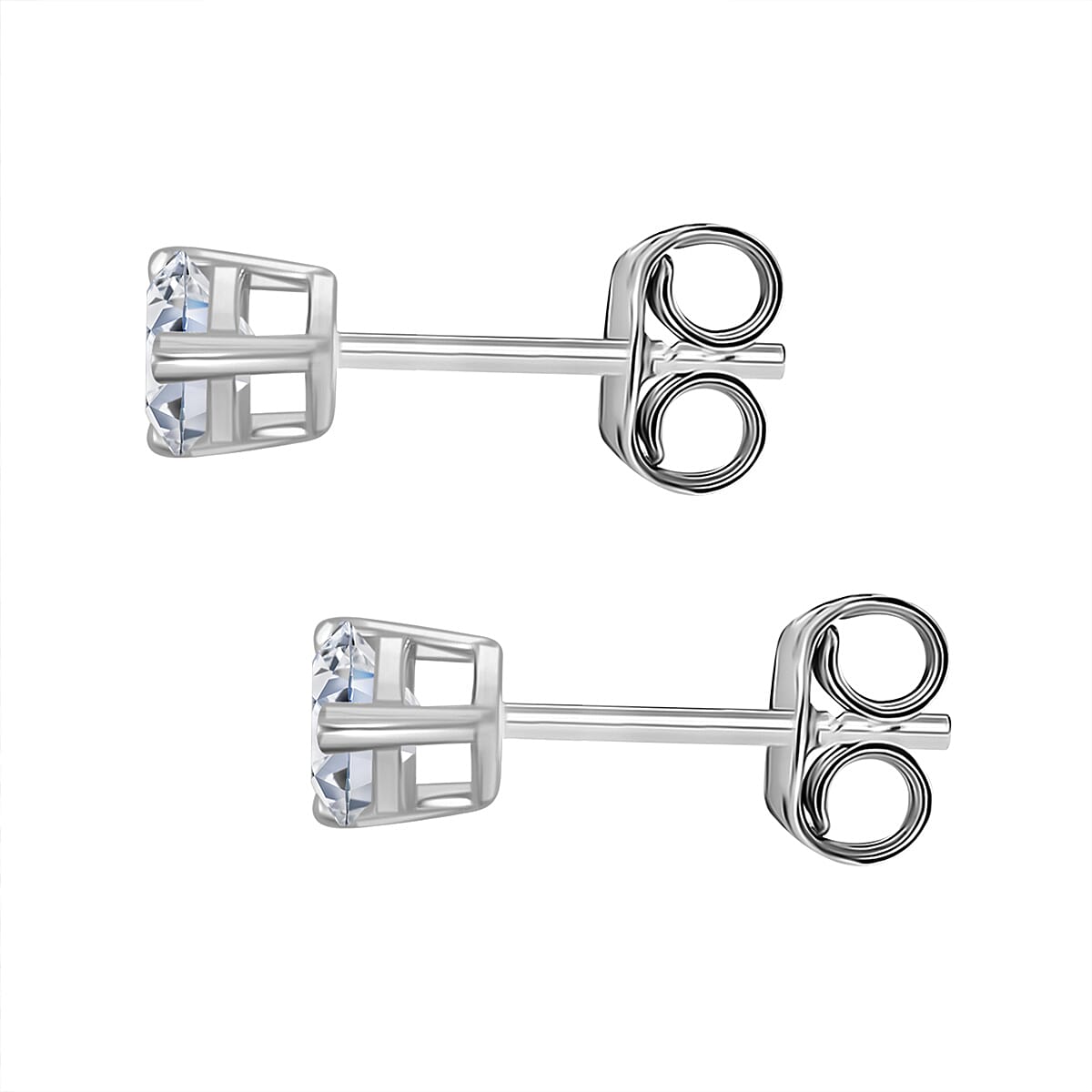 Luxuriant Diamond Pear Cut Lab Grown Diamond Stud Push Back Earring in Rhodium Overlay Sterling Silver 1.00 Ct.