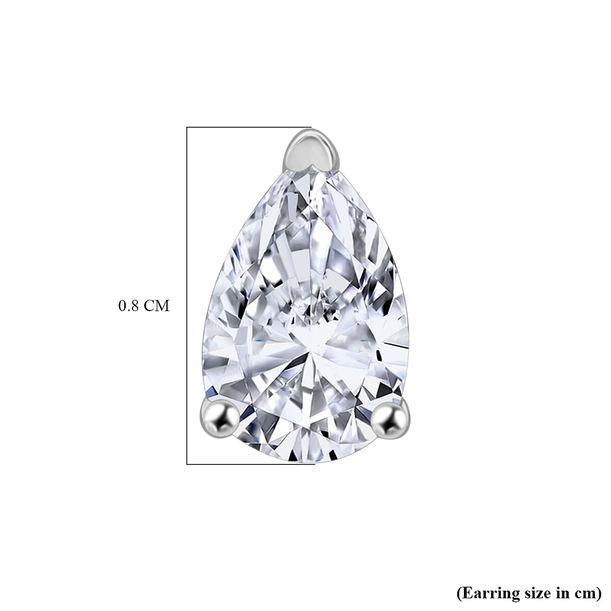Luxuriant Diamond Pear Cut Lab Grown Diamond Stud Push Back Earring in Rhodium Overlay Sterling Silver 1.00 Ct.