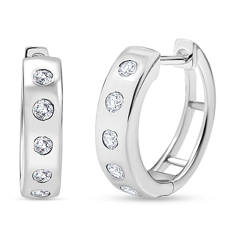 Swarovski Zirconia Hoop Earring in Rhodium Overlay Sterling Silver 0.94 Ct.