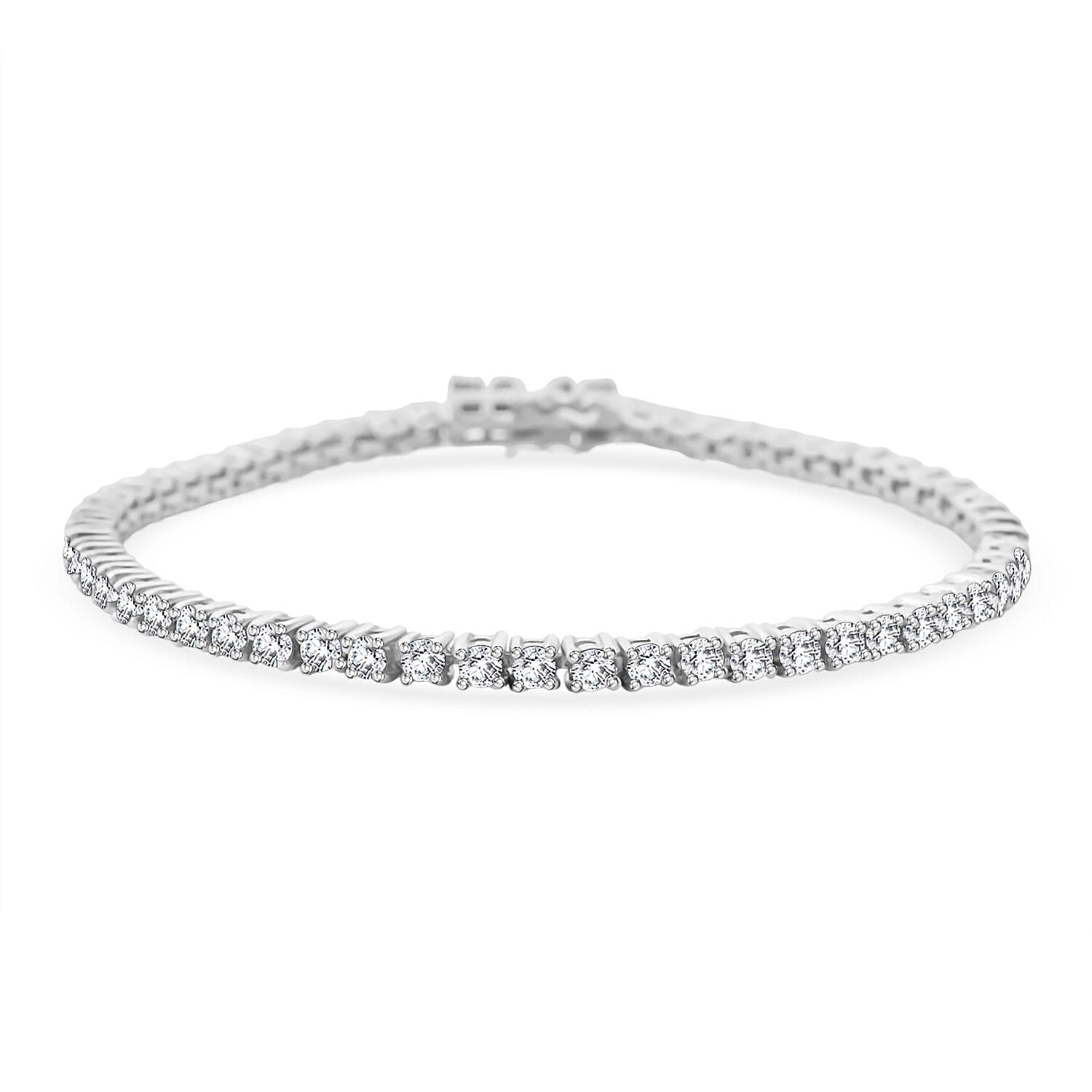 Luxuriant Diamond Lab Grown Diamond SI-GH Bracelet (Size - 8) in Rhodium Overlay Sterling Silver 3.87 Ct, Silver wt. 9.40 Gms.