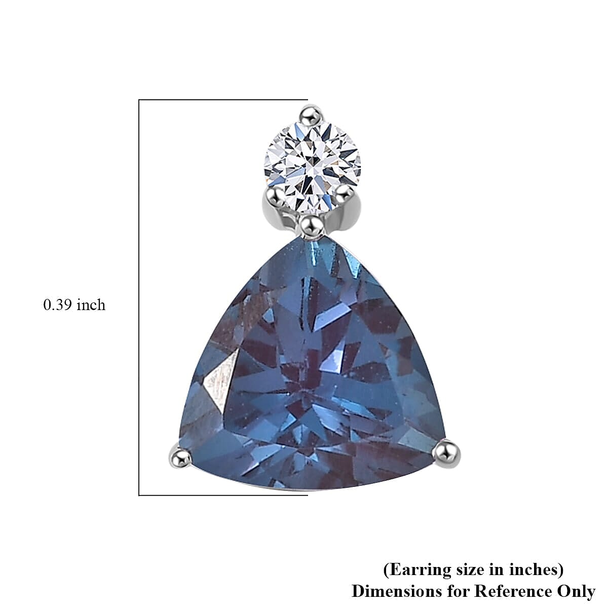 Luxuriant Diamond 10K White Gold AAA Lab Grown Alexandrite, Lab Grown Diamond GH, SI Solitaire Stud Push Post Earring, Gold Wt.1.14 Gms  2.936  Ct.