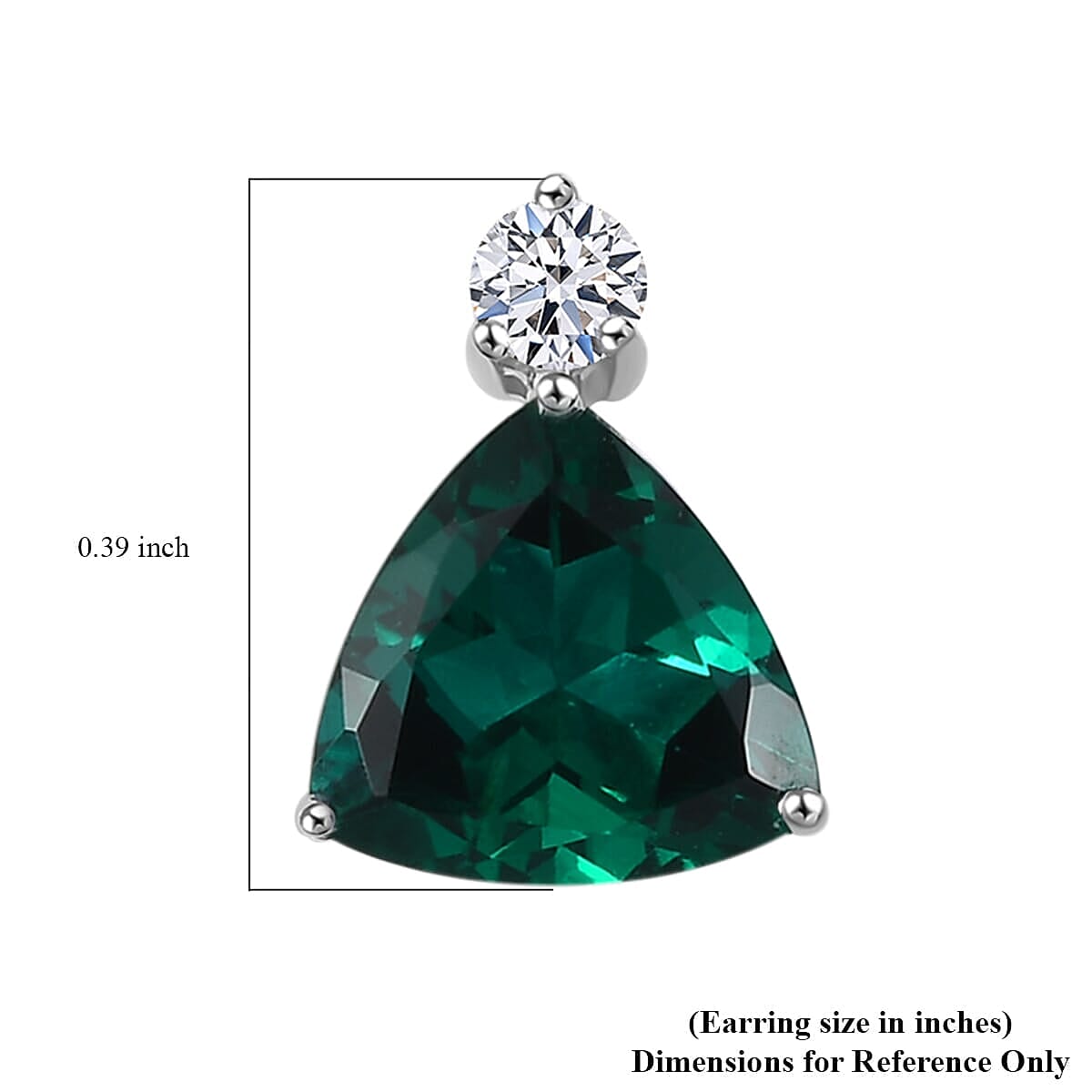 10K White Gold AAA Lab Grown Emerald, Lab Grown Diamond GH, SI Solitaire Stud Push Post Earring, Gold Wt.1.13 Gms  2.126  Ct.