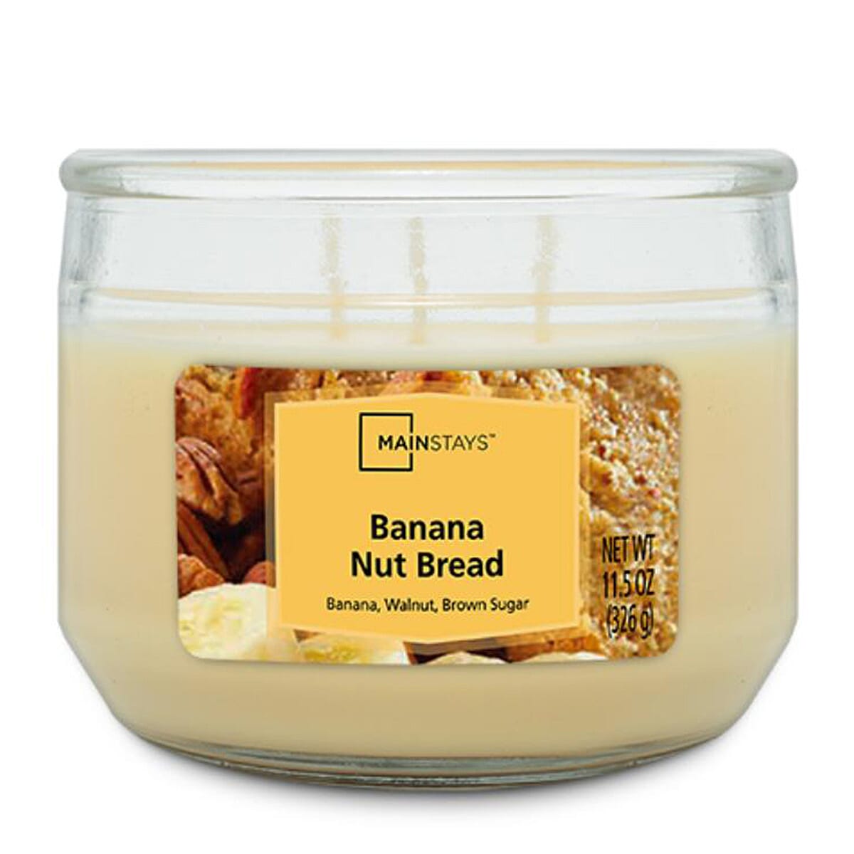 MAINSTAYS Classico 11.5oz Banana Nut Bread Scented Candle Jars - Beige