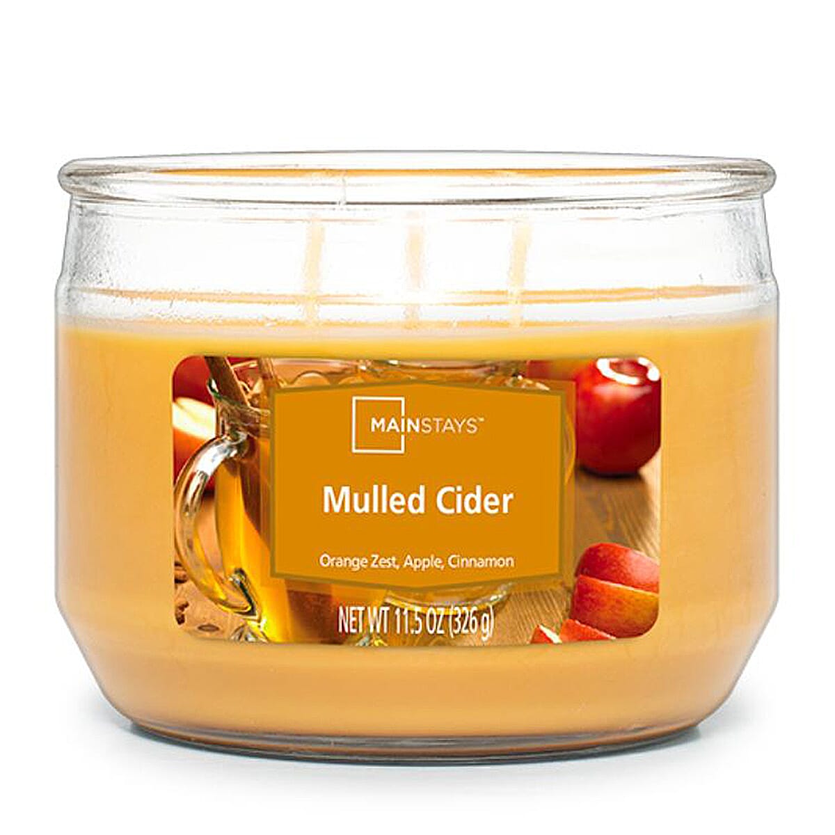 MAINSTAYS Classico 11.5oz Mulled Cider Scented Candle Jar - Yellow