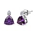 Appraised and Certified LUXURIANT 10K White Gold AAA Lab Grown Purple Sapphire, Lab Grown Diamond Solitaire Stud Push Post Earring, 2.99 Ct. (GH, SI)