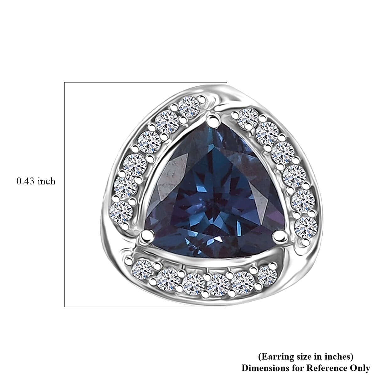 10K White Gold AAA Lab Grown Alexandrite, Lab Grown Diamond GH, SI Solitaire Stud Push Post Earring, Gold Wt.2.75 Gms 3.182 Ct. 10K White Gold AAA Lab Grown Alexandrite, Lab Grown Diamond GH, SI Solitaire Stud Push Post Earring, Gold Wt.2.75 Gms 3.182 Ct.