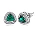 Appraised & Certified LUXURIANT 10K White Gold AAA Lab Grown Emerald, Lab Grown Diamond GH, SI Solitaire Stud Push Post Earring, 2.28 Ct.