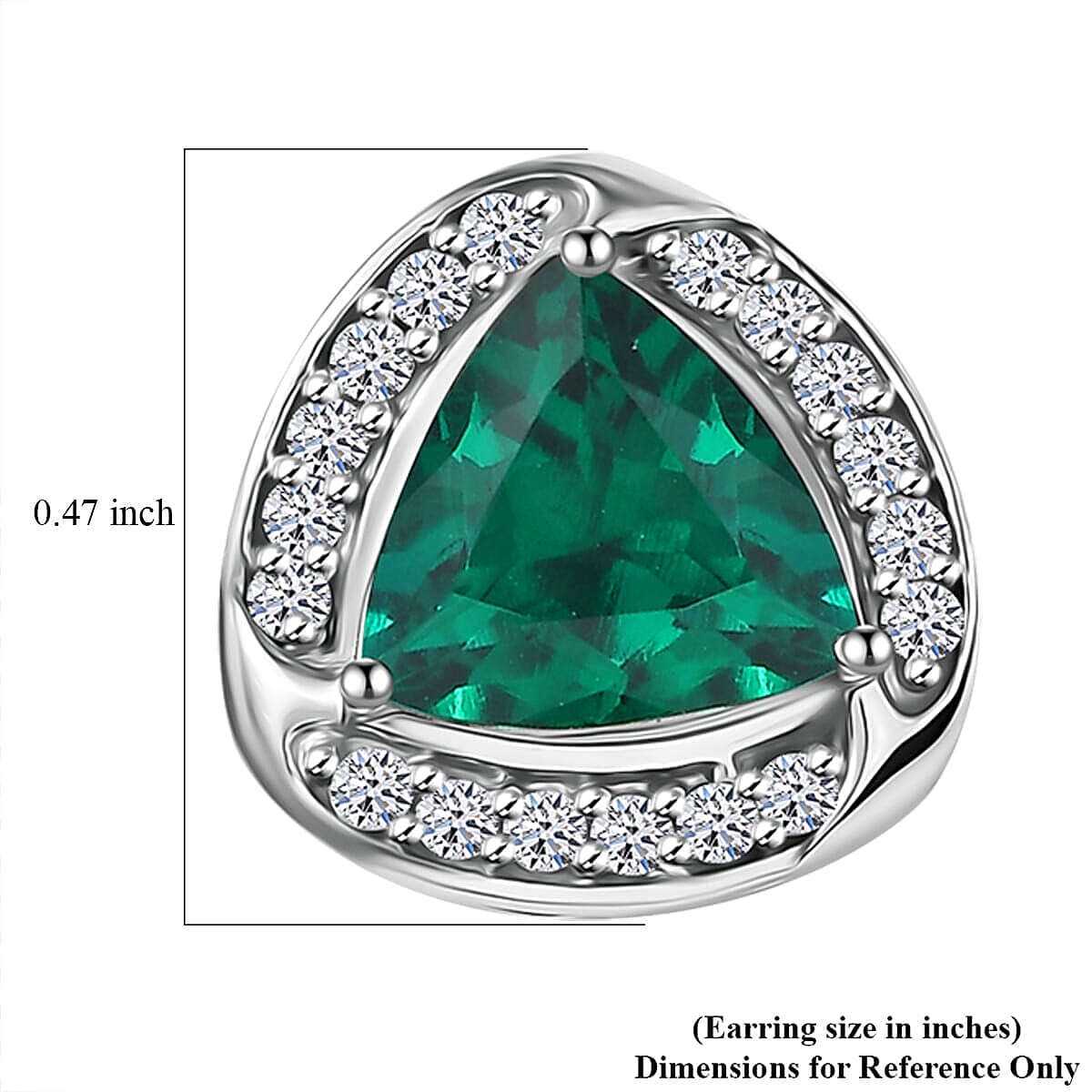 10K White Gold AAA Lab Grown Emerald, Lab Grown Diamond GH, SI Solitaire Stud Push Post Earring, Gold Wt.2.79 Gms  2.280  Ct.