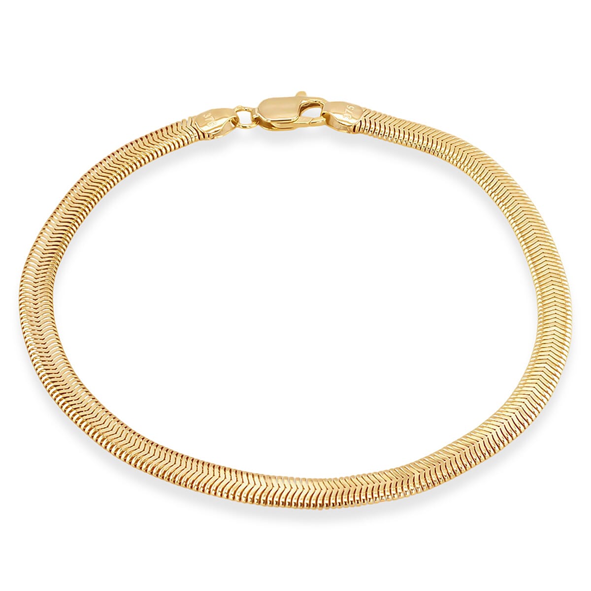 Hatton Garden Closeout Deal - 9K Yellow Gold Flat Snake Chain Bracelet (Size - 7.5) with Lobster Clasp, Gold Wt. 5.20 Gms.