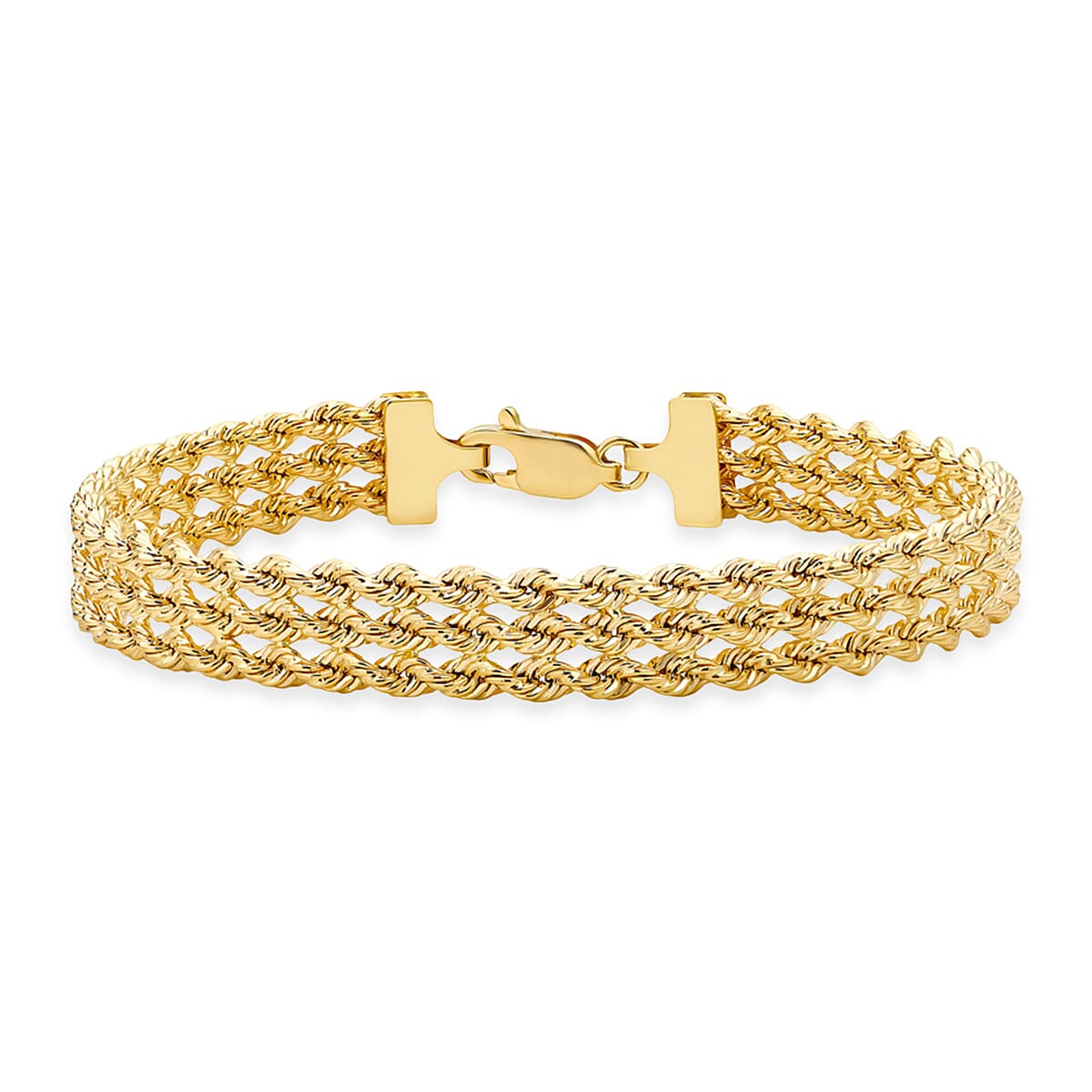 Hatton Garden Closeout Deal - 9K Yellow Gold 3 Strand Rope Bracelet (Size - 7.25) with Lobster Clasp, Gold Wt.5.50 Gms.