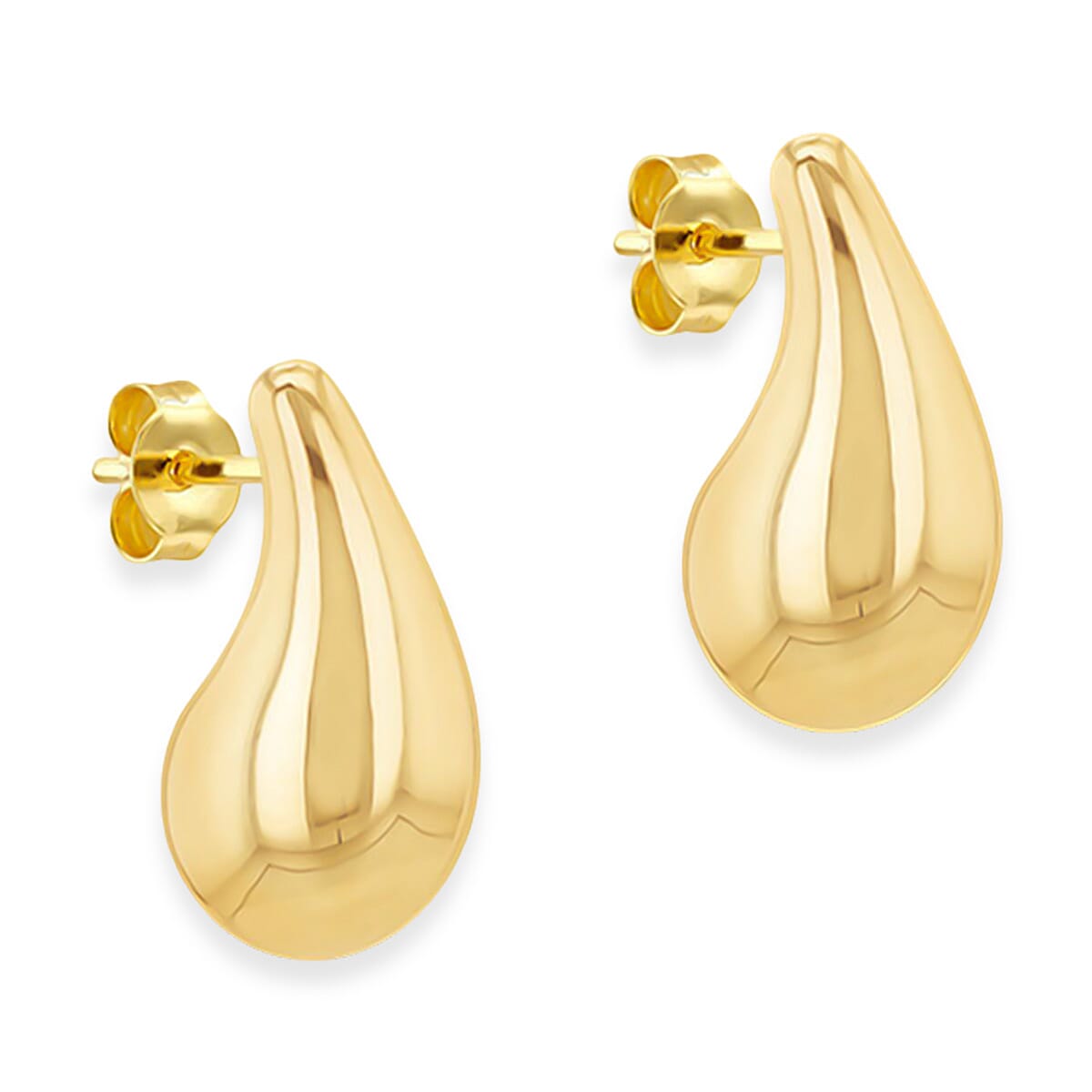 Hatton Garden Close Out Deal - 9K Yellow Gold Large Teardrop Stud Earring with Push Back, Gold Wt. 4.50 Gms.