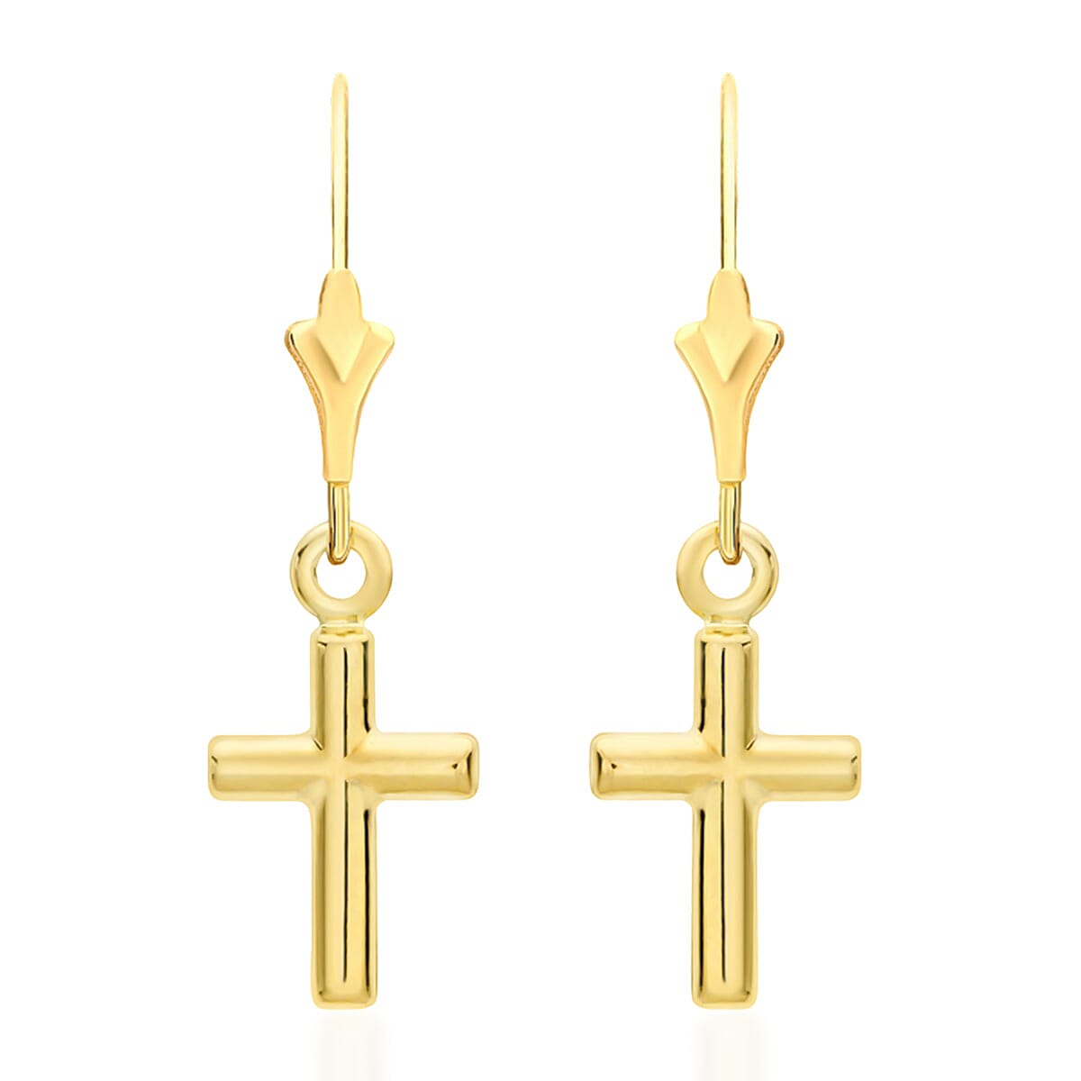 Hatton Garden Close Out Deal - 9K Yellow Gold Cross Drop Earring with Lever Back