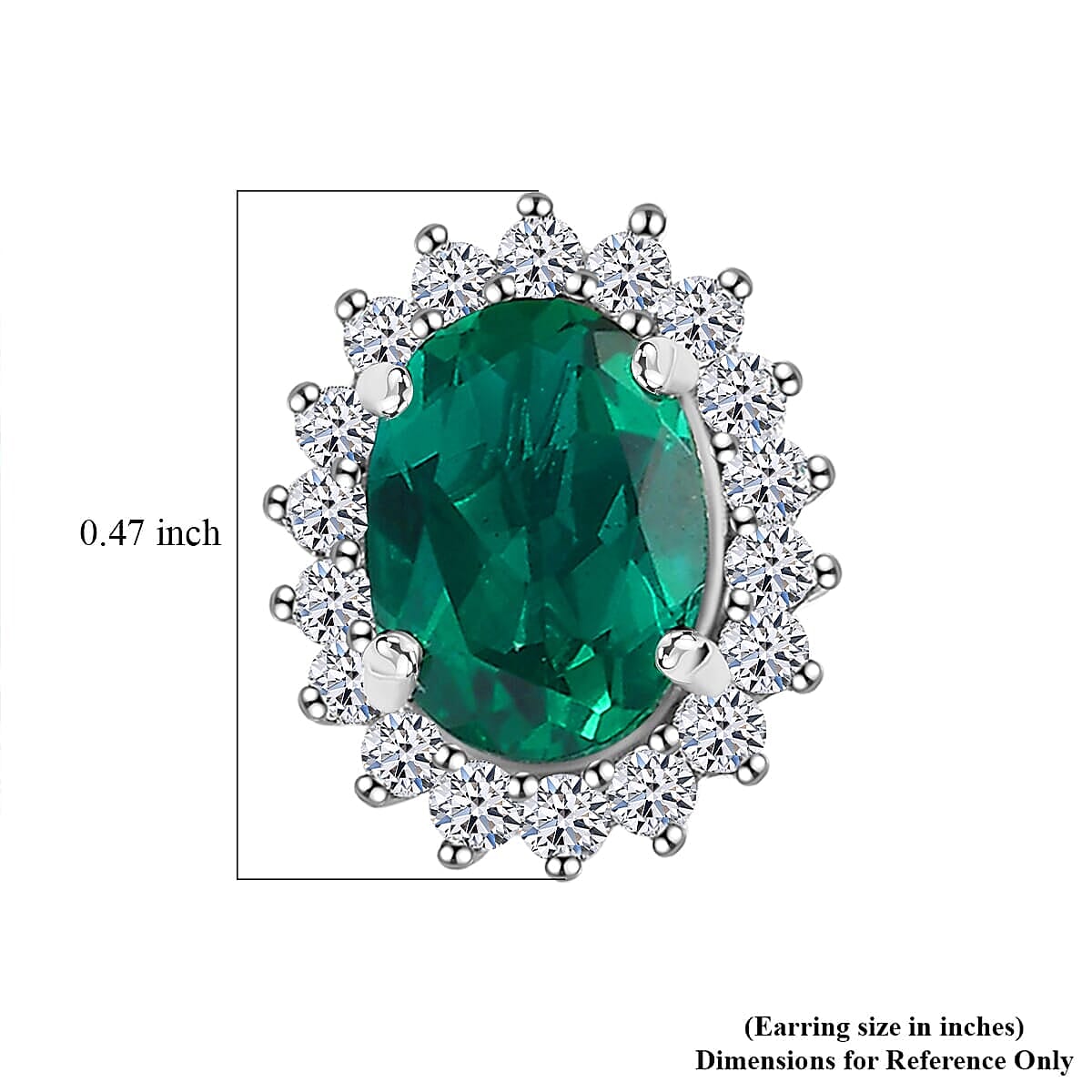 Luxuriant 9K White Gold AGI Certified AAA Lab Grown Emerald & Lab Grown Diamond (SI-GH) Stud Push Post Earring 2.12 Ct.