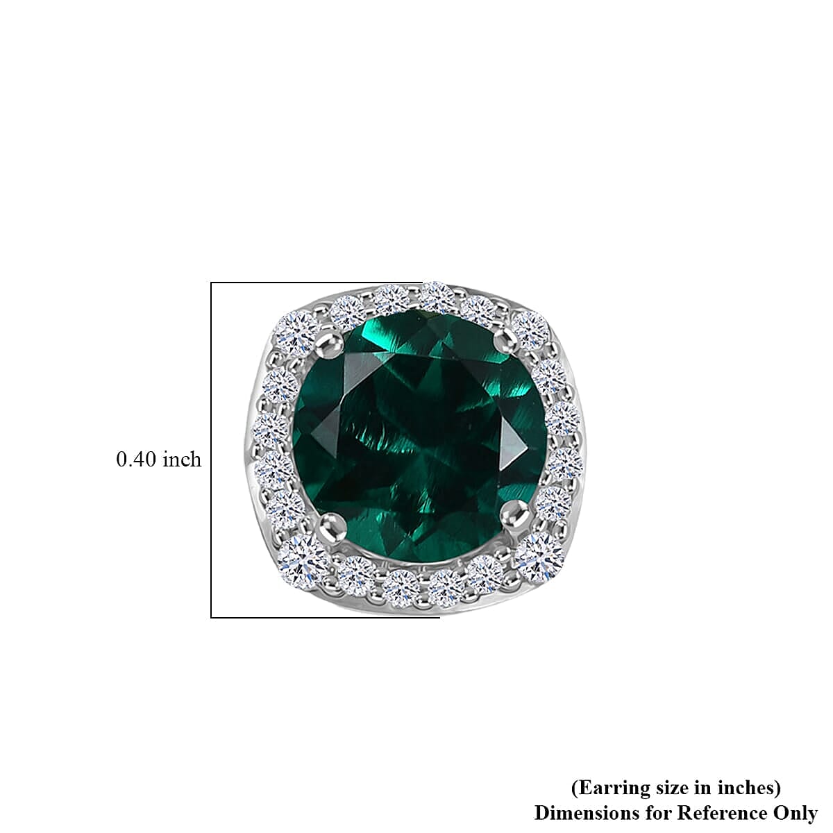 10K White Gold AAA Lab Grown Emerald, Lab Grown Diamond GH, SI Solitaire Stud Push Post Earring, Gold Wt.2.1 Gms 2.572 Ct. 10K White Gold AAA Lab Grown Emerald, Lab Grown Diamond GH, SI Solitaire Stud Push Post Earring, Gold Wt.2.1 Gms 2.572 Ct.