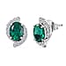 Appraised & Certified LUXURIANT 10K White Gold AAA Lab Grown Emerald, Lab Grown Diamond GH, SI Solitaire Stud Push Post Earring, 2.25 Ct.