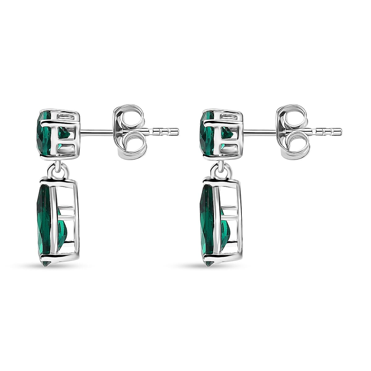 Luxuriant 9K White Gold AGI Certified AAA Lab Grown Emerald Dangling Earring 3.06 Ct.