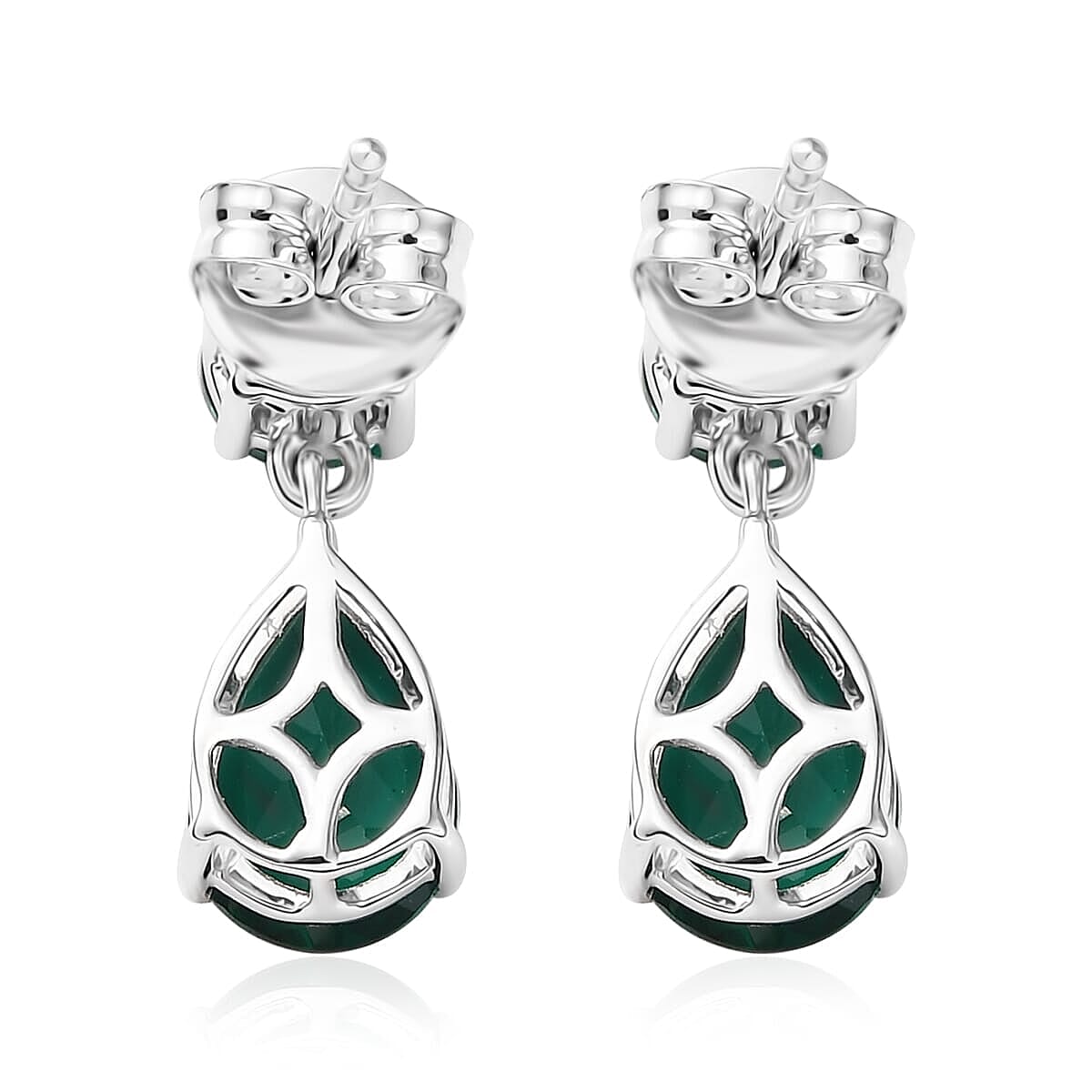 Luxuriant 9K White Gold AGI Certified AAA Lab Grown Emerald Dangling Earring 3.06 Ct.