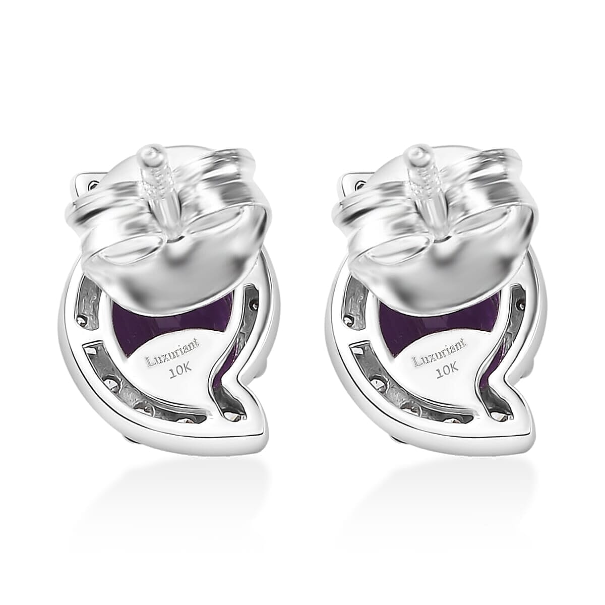 Luxuriant 10K White Gold AAA Lab Grown Color Change Sapphire, Lab Grown Diamond GH, SI Solitaire Stud Push Post Earring, Gold Wt.2.13 Gms  3.210  Ct.