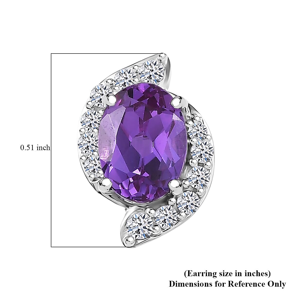 Luxuriant 10K White Gold AAA Lab Grown Color Change Sapphire, Lab Grown Diamond GH, SI Solitaire Stud Push Post Earring, Gold Wt.2.13 Gms  3.210  Ct.