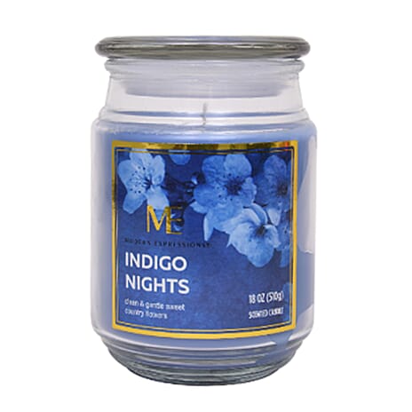 Indigo Nights Scented Candle Jar (18oz) - Blue