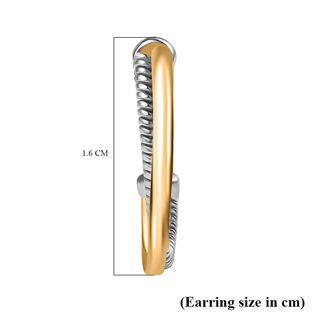 Earring with Push Back in Yellow Gold Plated & Rhodium Overlay Earring with Push Back in Yellow Gold Plated & Rhodium Overlay