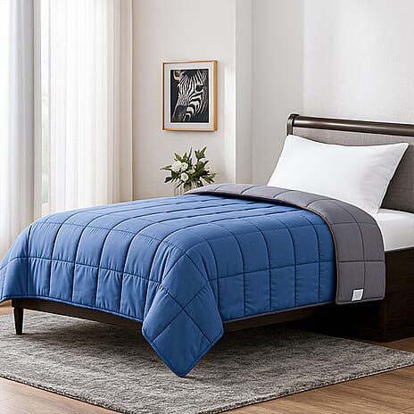 Hush Haven 7-Layer Weighted Reversible Quilt (150x200cm) - Navy - Grey
