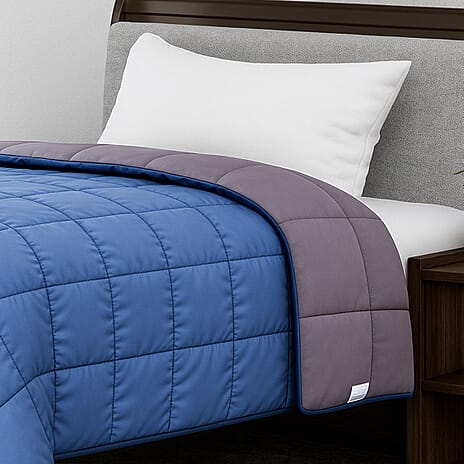 Hush Haven 7-Layer Weighted Reversible Quilt (150x200cm) - Navy - Grey