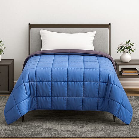 Hush Haven 7-Layer Weighted Reversible Quilt (150x200cm) - Navy - Grey