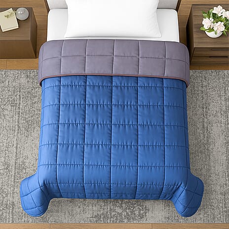 Hush Haven 7-Layer Weighted Reversible Quilt (150x200cm) - Navy - Grey