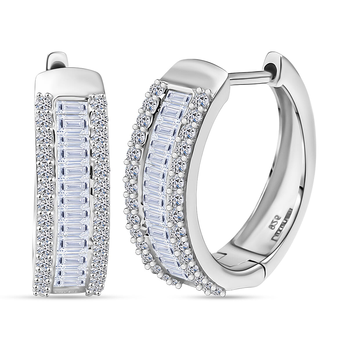 Luxuriant Lab Grown Diamond (SI-GH) Full Hoop Earring in Rhodium Overlay Sterling Silver 1.00 Ct.