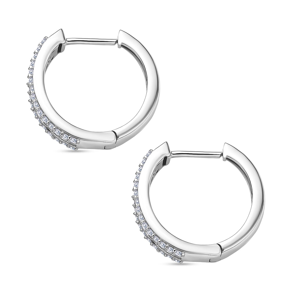 Luxuriant Lab Grown Diamond (SI-GH) Full Hoop Earring in Rhodium Overlay Sterling Silver 1.00 Ct.