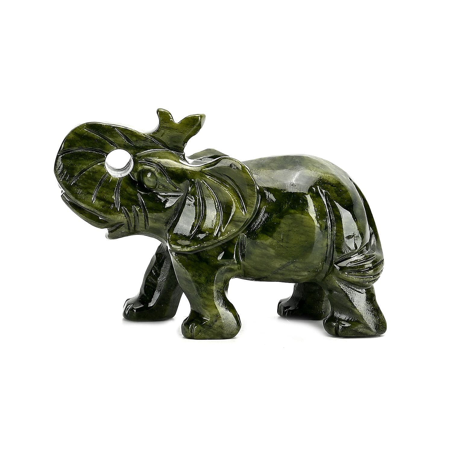 Limited Edition Handcrafted Serpentine Jade Figurine - Elephants are Considered a Symbol of Good Luck, Power, Success, Wisdom and Experienc