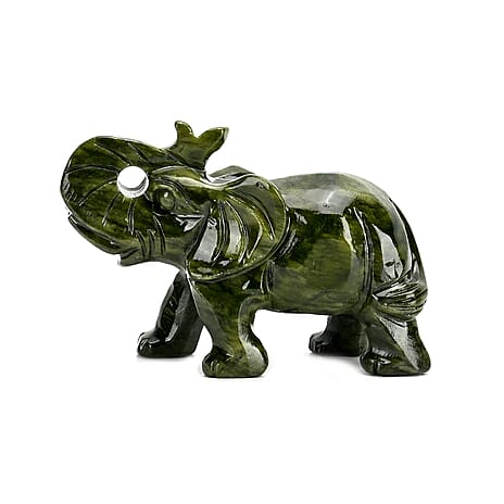 Limited Edition Handcrafted Serpentine Jade Figurine - Elephants are Considered a Symbol of Good Luck, Power, Success, Wisdom and Experienc