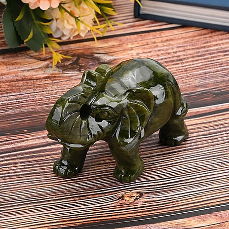 Limited Edition Handcrafted Serpentine Jade Figurine - Elephants are Considered a Symbol of Good Luck, Power, Success, Wisdom and Experienc