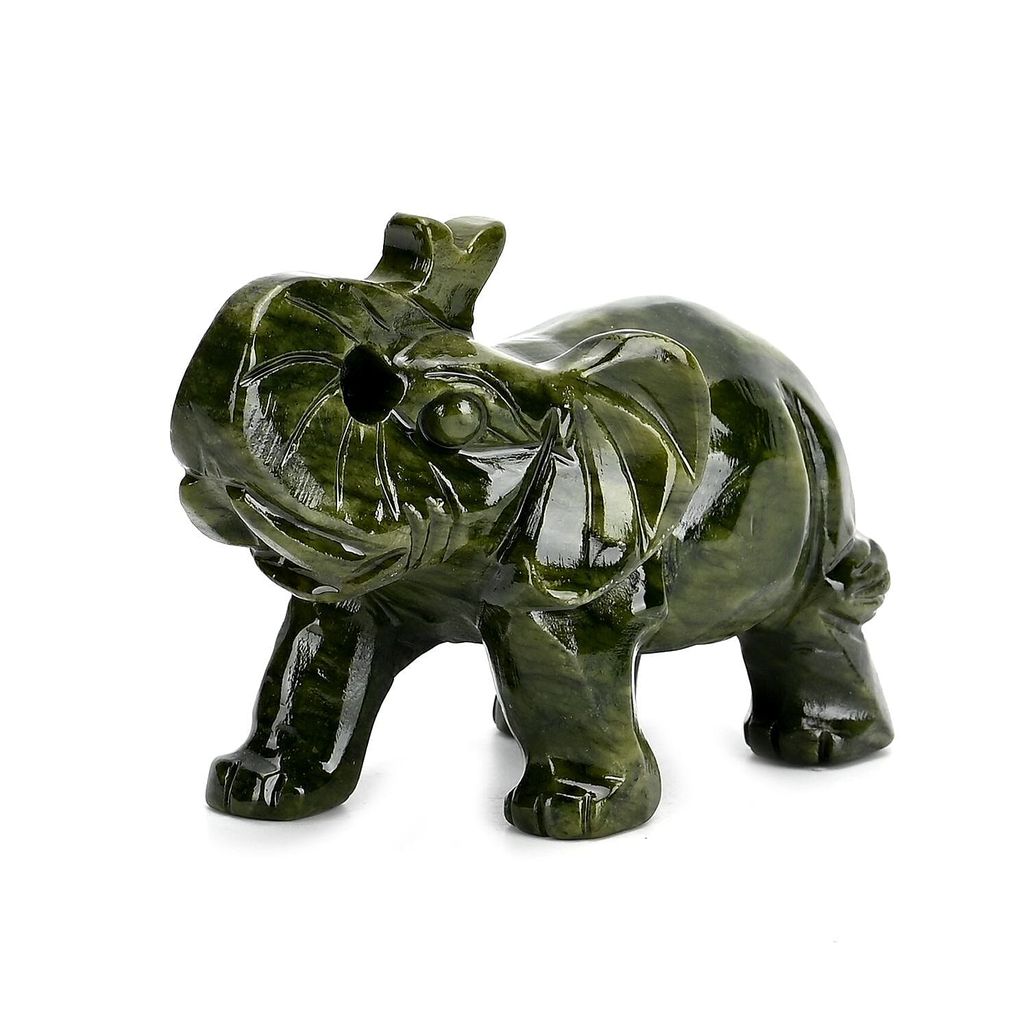 Limited Edition Handcrafted Serpentine Jade Figurine - Elephants are Considered a Symbol of Good Luck, Power, Success, Wisdom and Experienc