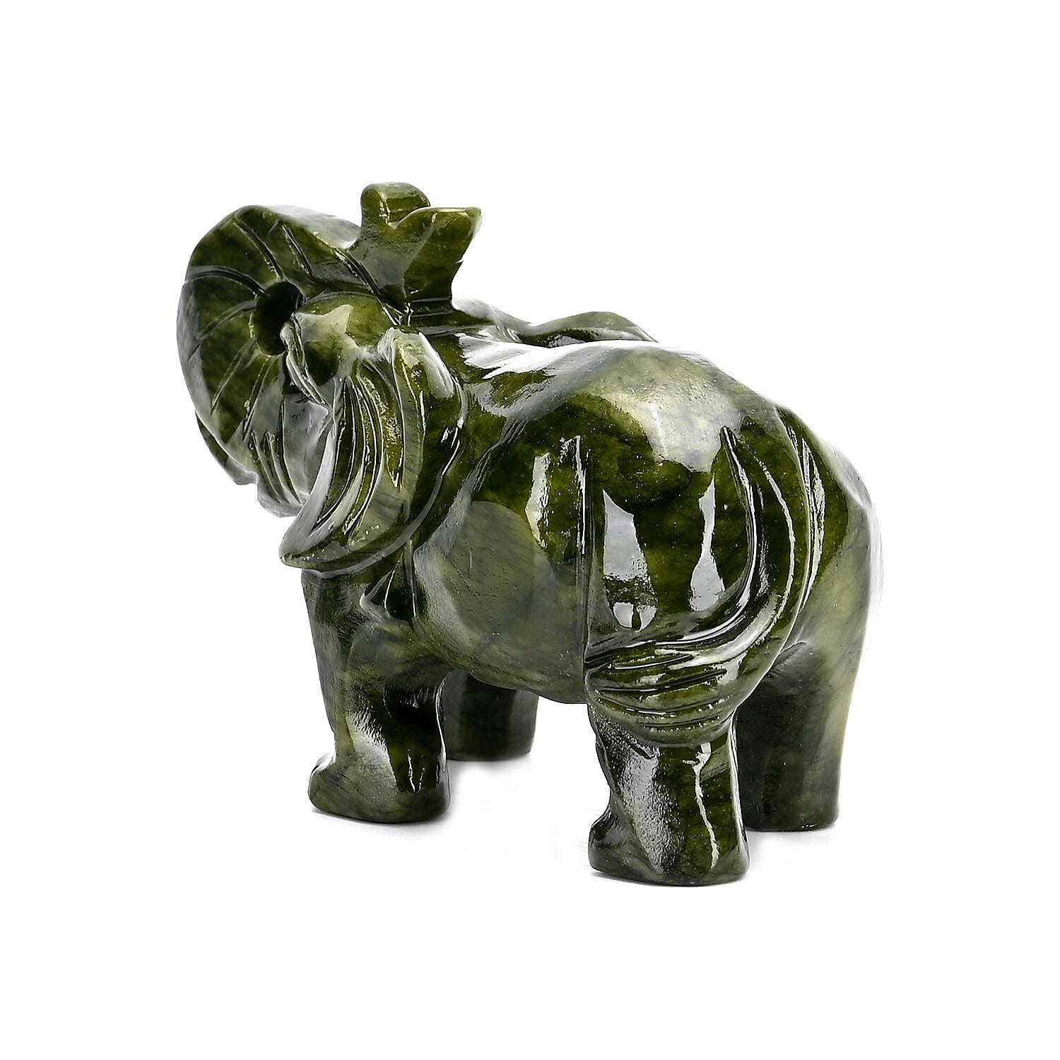 Limited Edition Handcrafted Serpentine Jade Figurine - Elephants are Considered a Symbol of Good Luck, Power, Success, Wisdom and Experienc