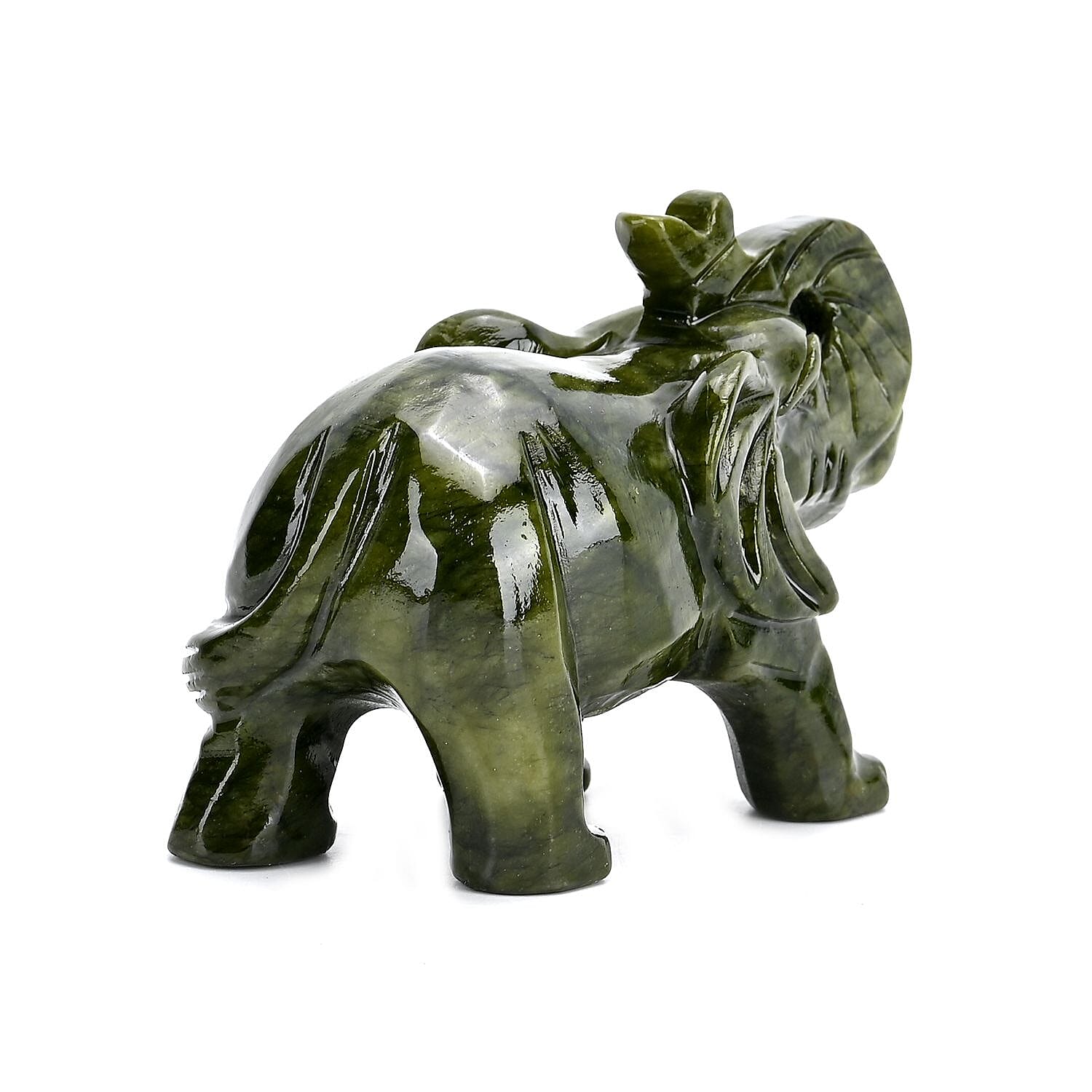 Limited Edition Handcrafted Serpentine Jade Figurine - Elephants are Considered a Symbol of Good Luck, Power, Success, Wisdom and Experienc