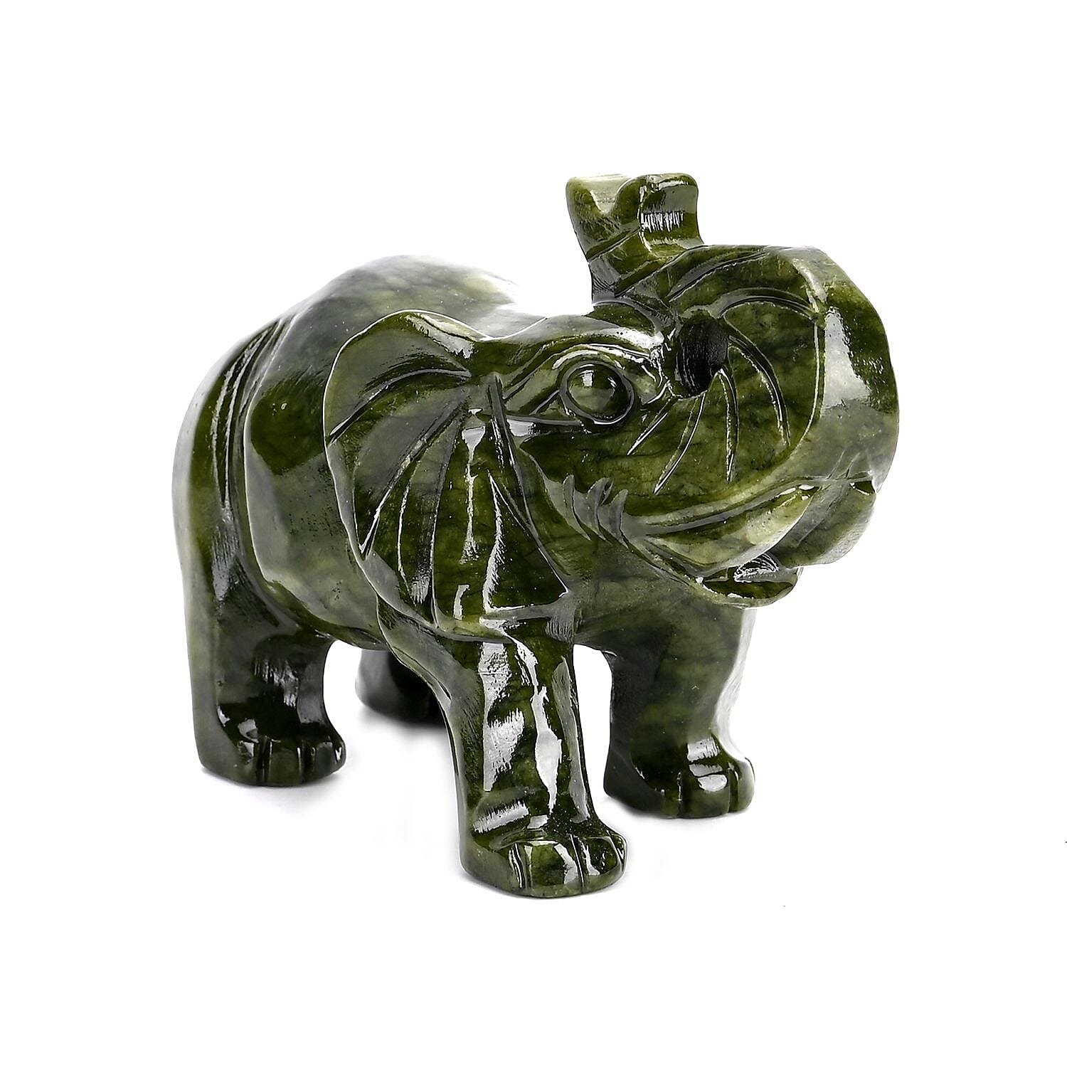 Limited Edition Handcrafted Serpentine Jade Figurine - Elephants are Considered a Symbol of Good Luck, Power, Success, Wisdom and Experienc