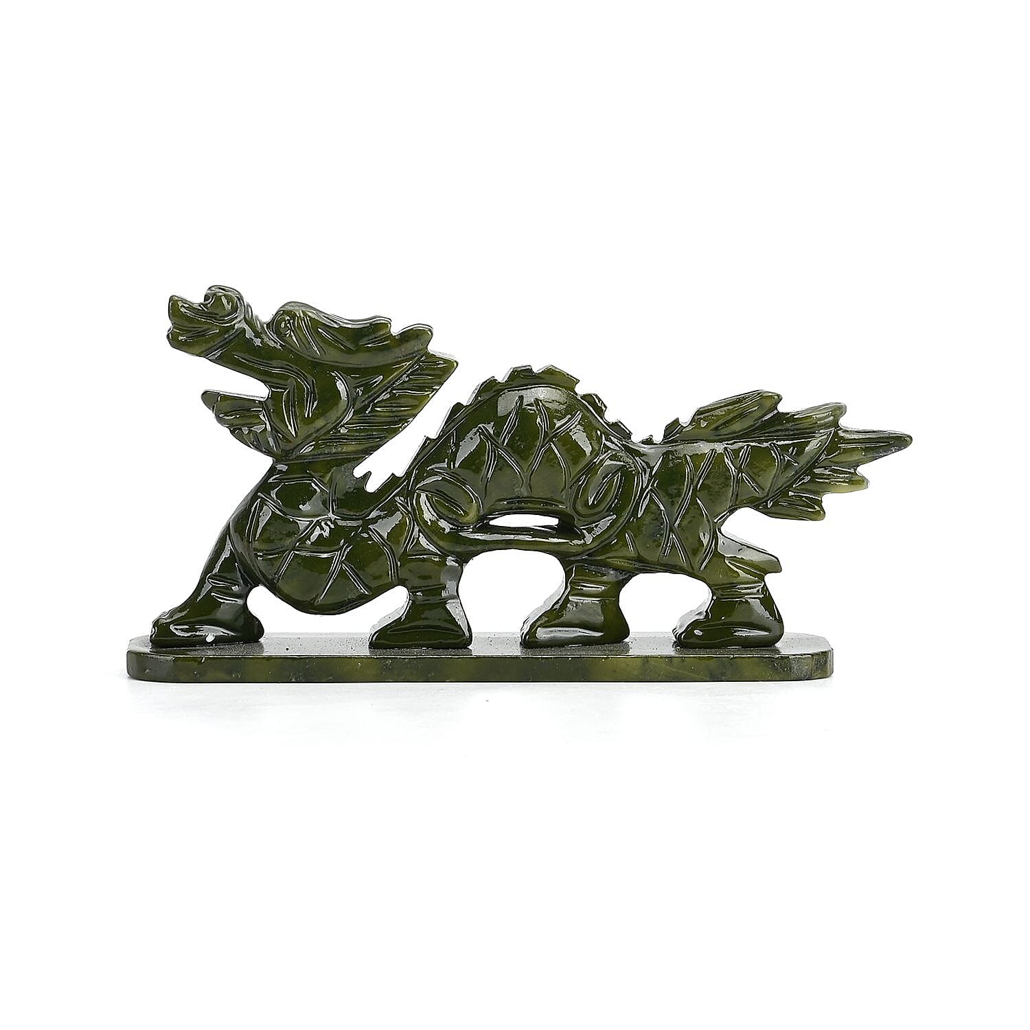 Limited Edition Handcrafted Serpentine Dragon Figurine- Associated with Themes of Transformation, Healing, Wisdom, and Rebirth - Green