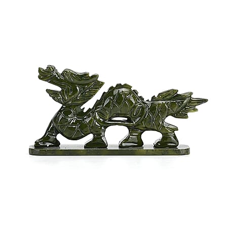 Limited Edition Handcrafted Serpentine Dragon Figurine- Associated with Themes of Transformation, Healing, Wisdom, and Rebirth - Green