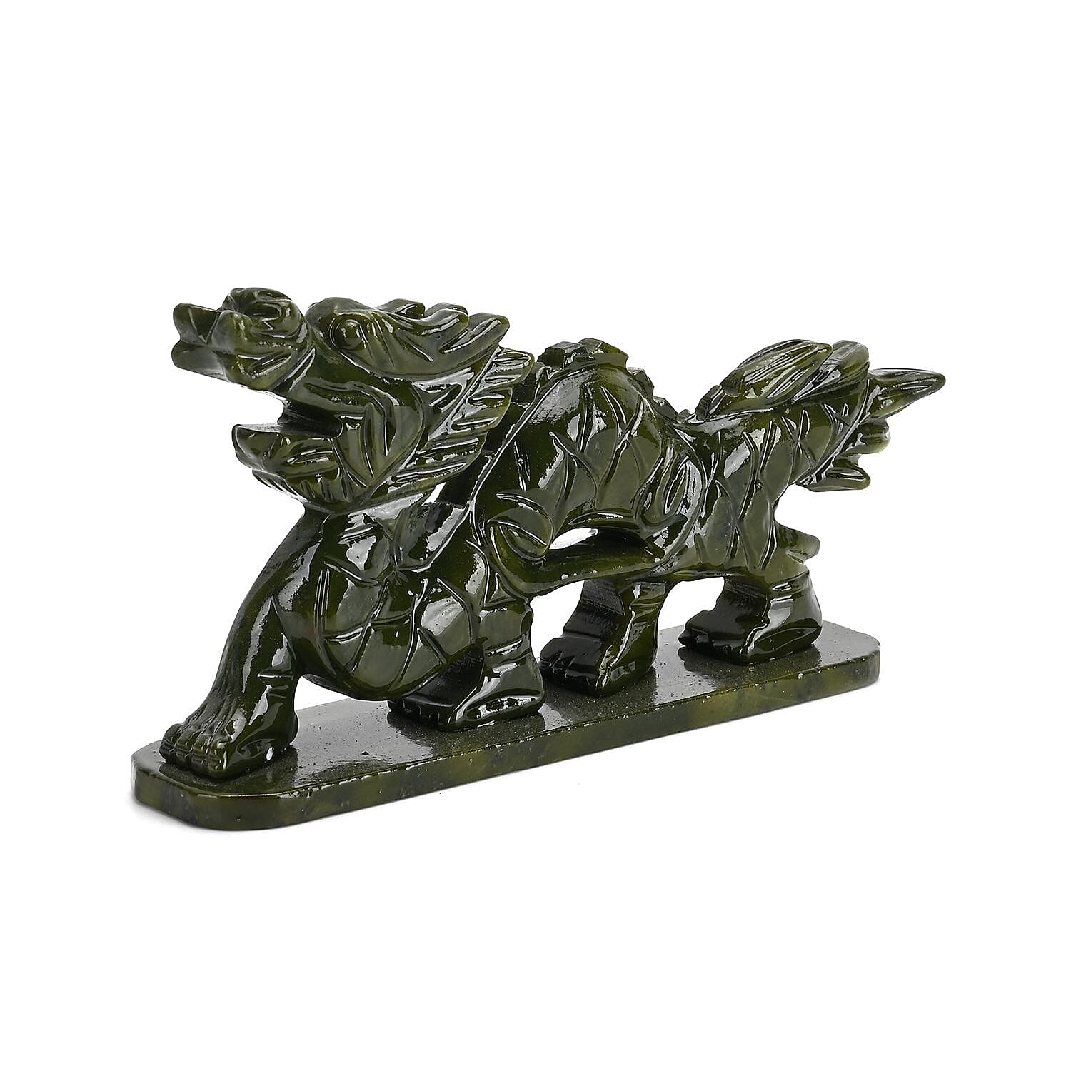 Limited Edition Handcrafted Serpentine Dragon Figurine- Associated with Themes of Transformation, Healing, Wisdom, and Rebirth - Green