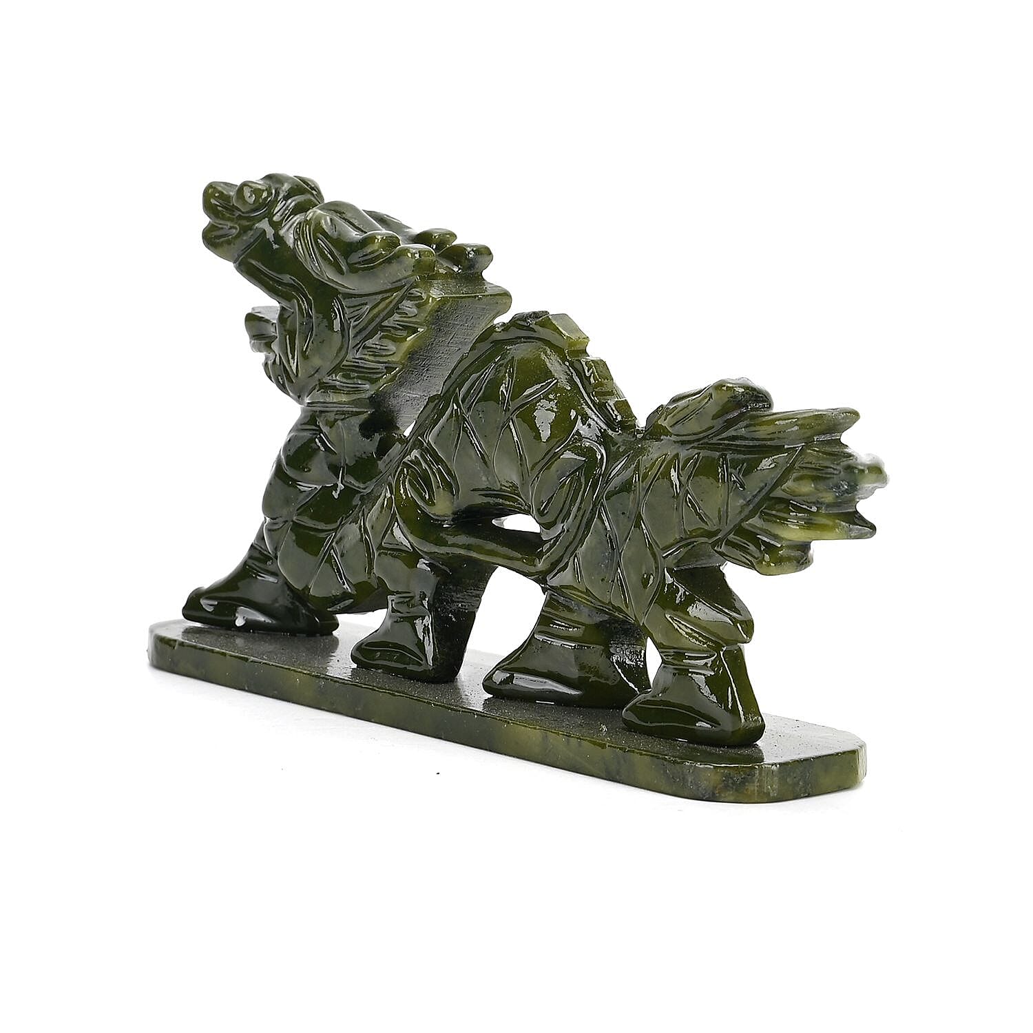 Limited Edition Handcrafted Serpentine Dragon Figurine- Associated with Themes of Transformation, Healing, Wisdom, and Rebirth - Green