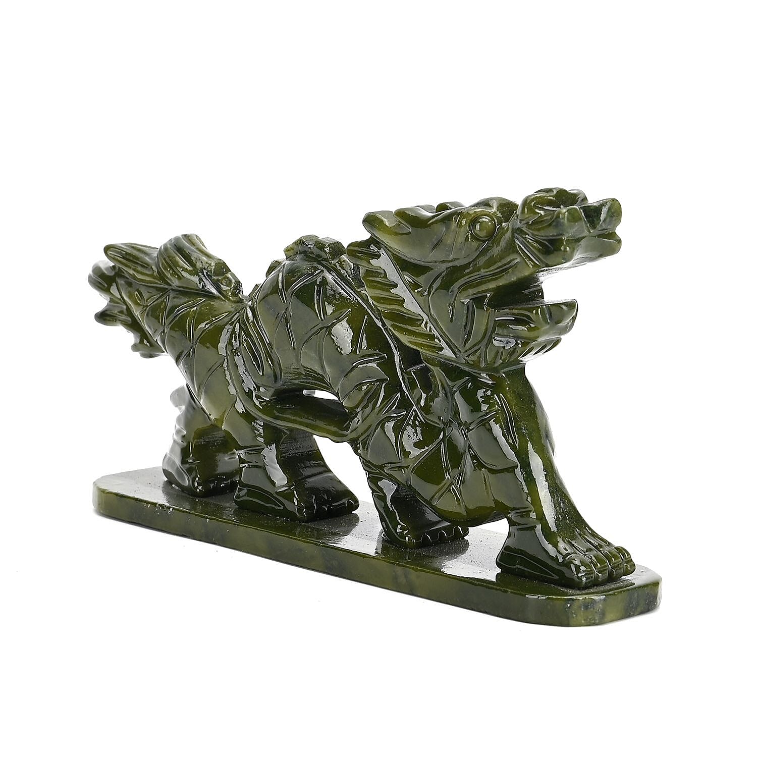 Limited Edition Handcrafted Serpentine Dragon Figurine- Associated with Themes of Transformation, Healing, Wisdom, and Rebirth - Green